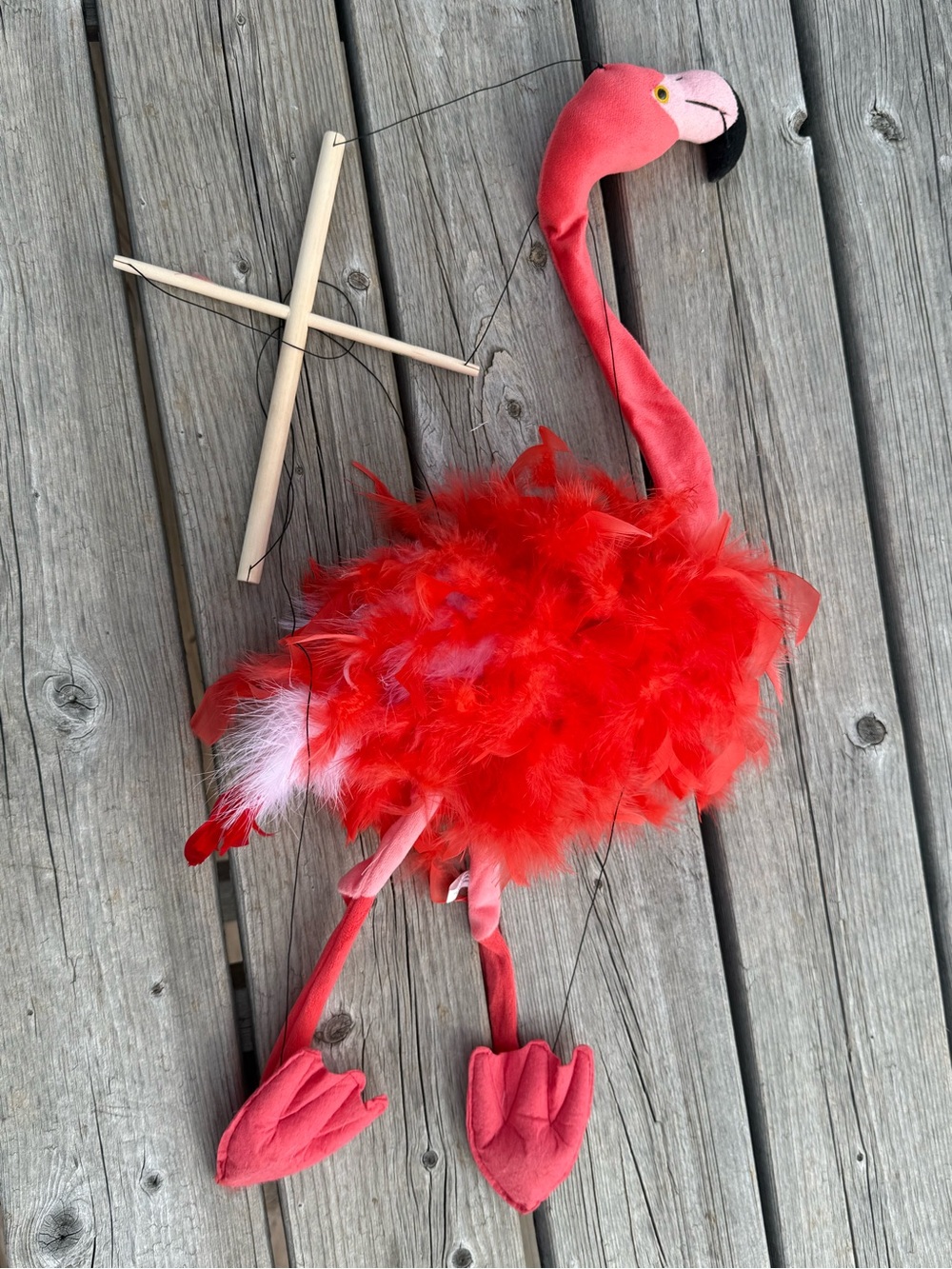 Red Flamingo Feather Puppet for Kids